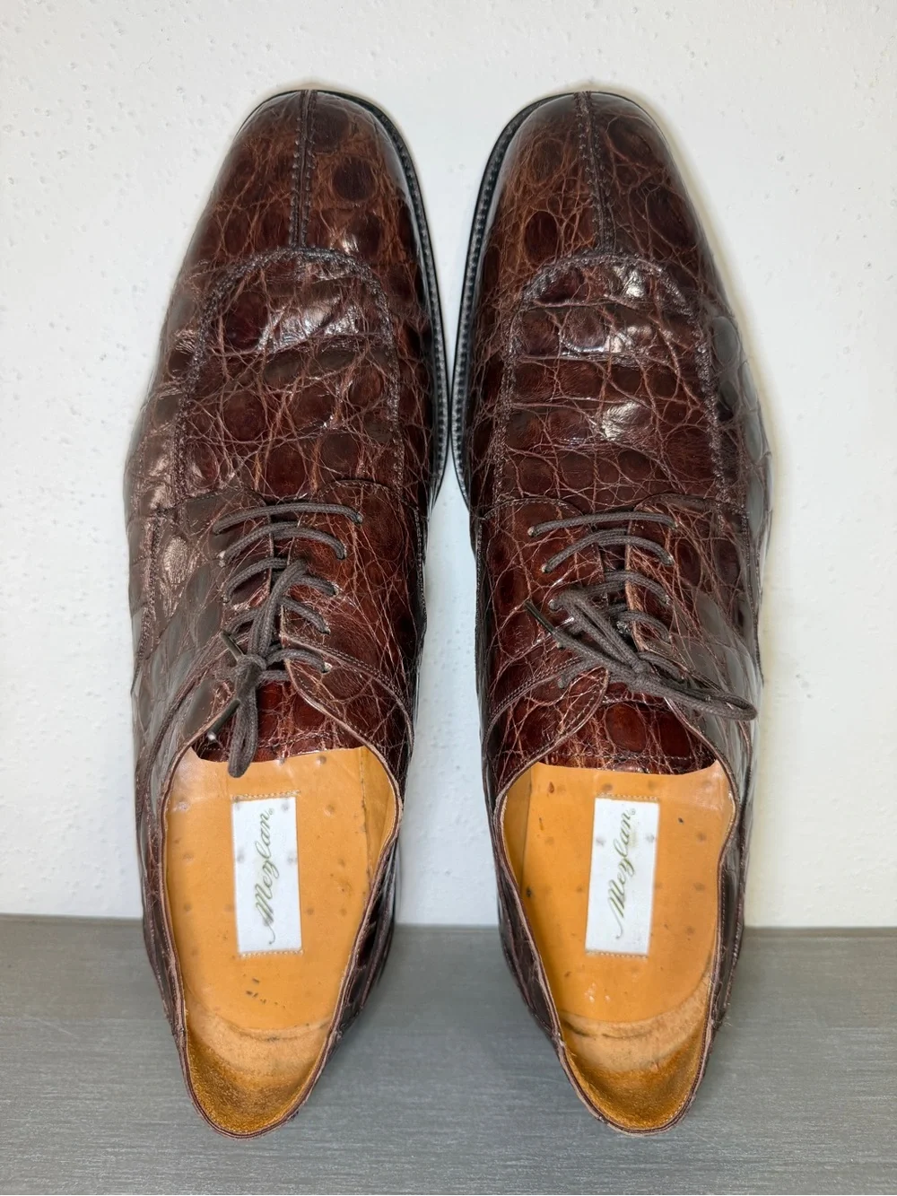 Mezlan Genuine Crocodile Leather Derby Dress Shoes Men’s Size 17M Made In Spain